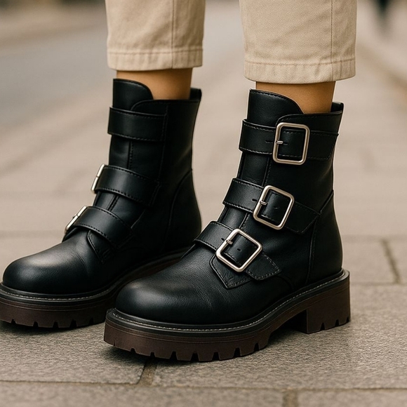 Rouge! Shoes - Rouge Combat Emo Thick Sole Combat Boots. Size 7. Brand New In The Box